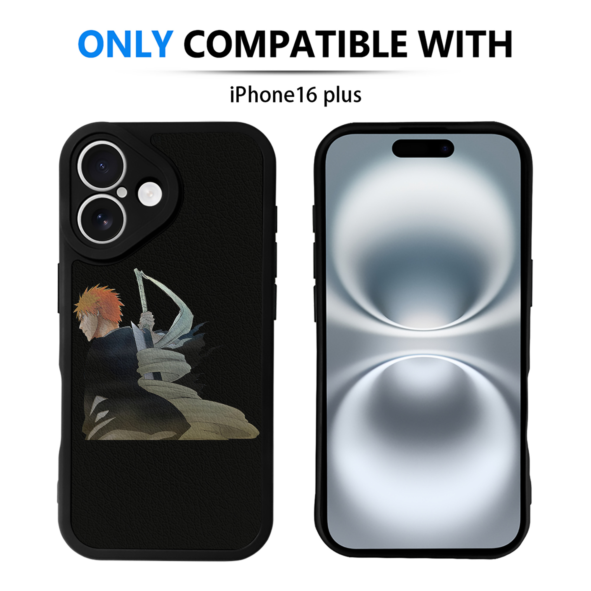 ブリーチ 黒崎一護（くろさき いちご）BLEACH Kurosaki Ichigo 【iPhone 16シリーズ対応】シリコンスマホケース（レザー調） 材質：シリコン